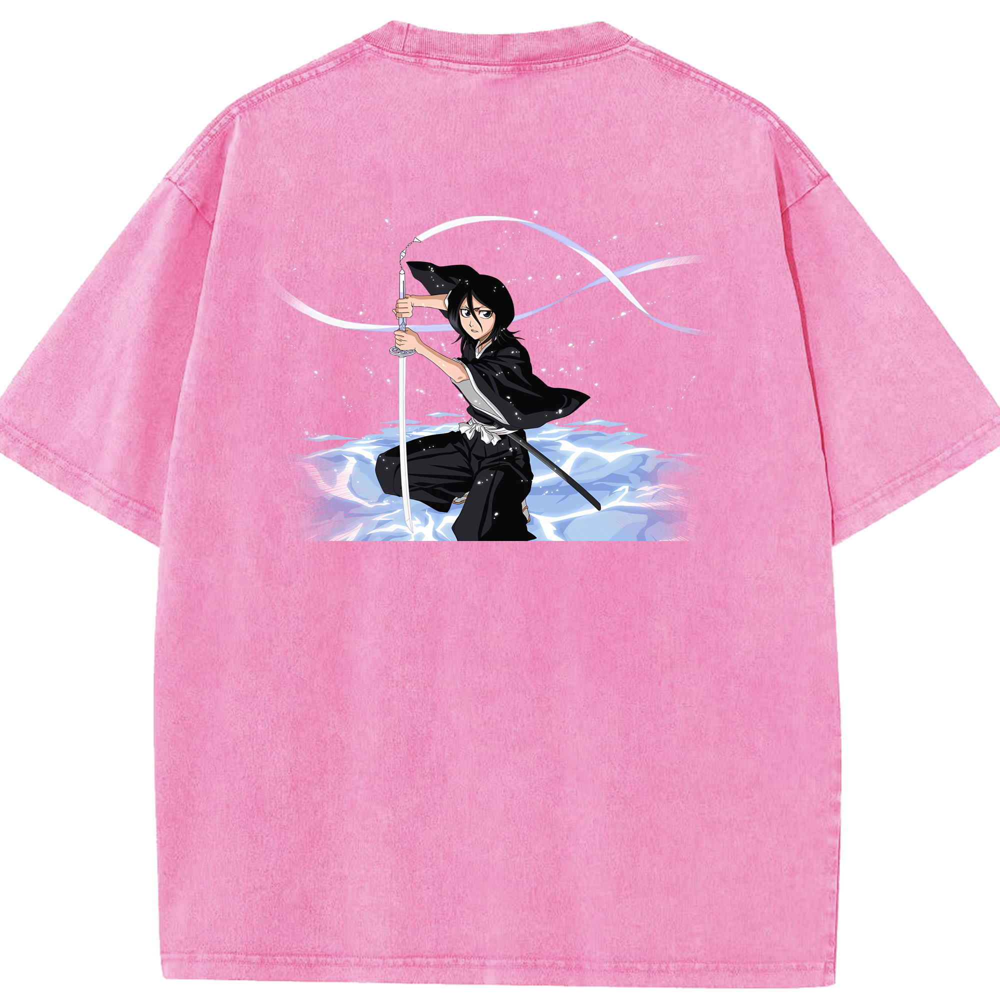 （画像用） ブリーチ 朽木ルキア BLEACH Kuchiki Rukia 綿100% ヴィンテージ風 半袖Tシャツ（背面プリント）